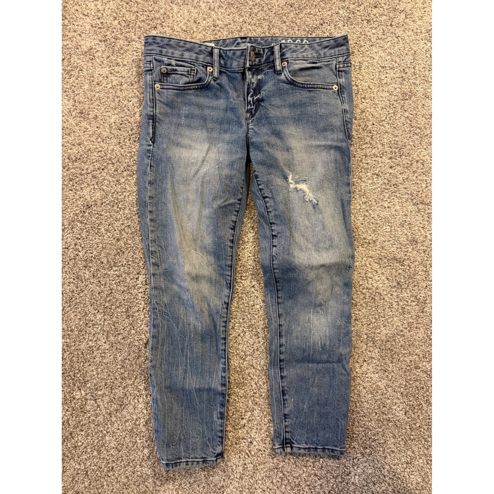 Gap Jeans Womens 27 Blue Always Skinny Distressed Low Rise Denim
